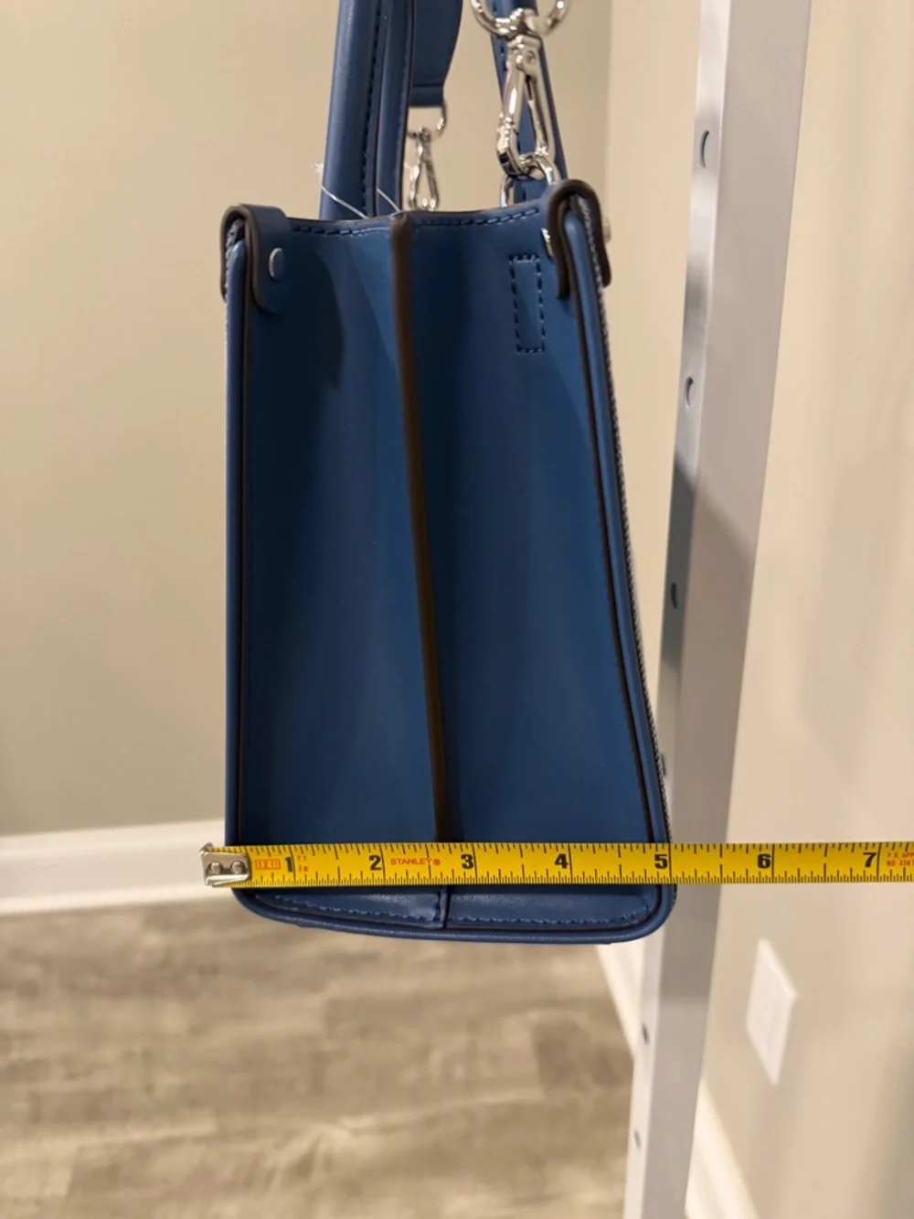 Michael Kors Denim Satchel with Blue Trim and Logo Charm